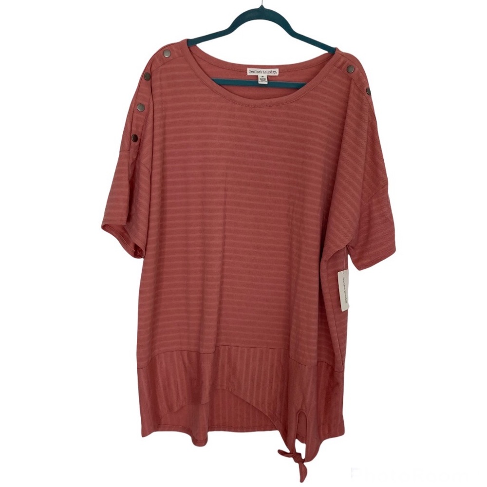 New York Laundry Side Tie Knit Striped Tunic Top Women's 3X